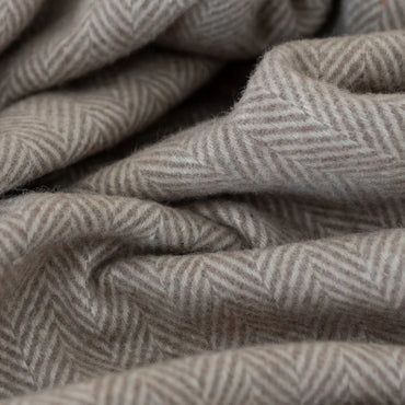 WOOL BLANKET - Natural Herringbone