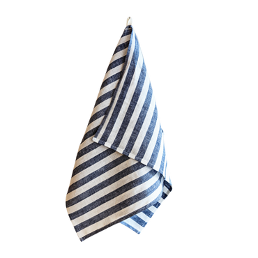 LINEN TEA TOWEL - Blue & White Seersucker